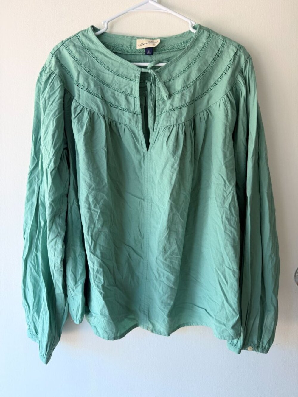 boho peasant blouse bohemian universal threads XL green Sage Mint Mossy blouse